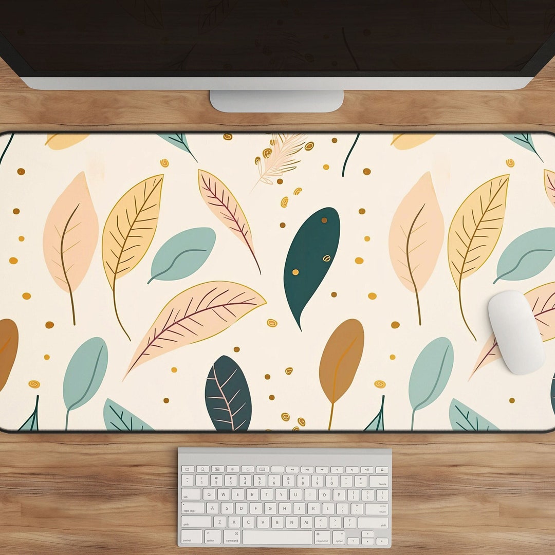 Boho Desk Mat - Playful Golden Autumn Leaves Pattern - Etsy