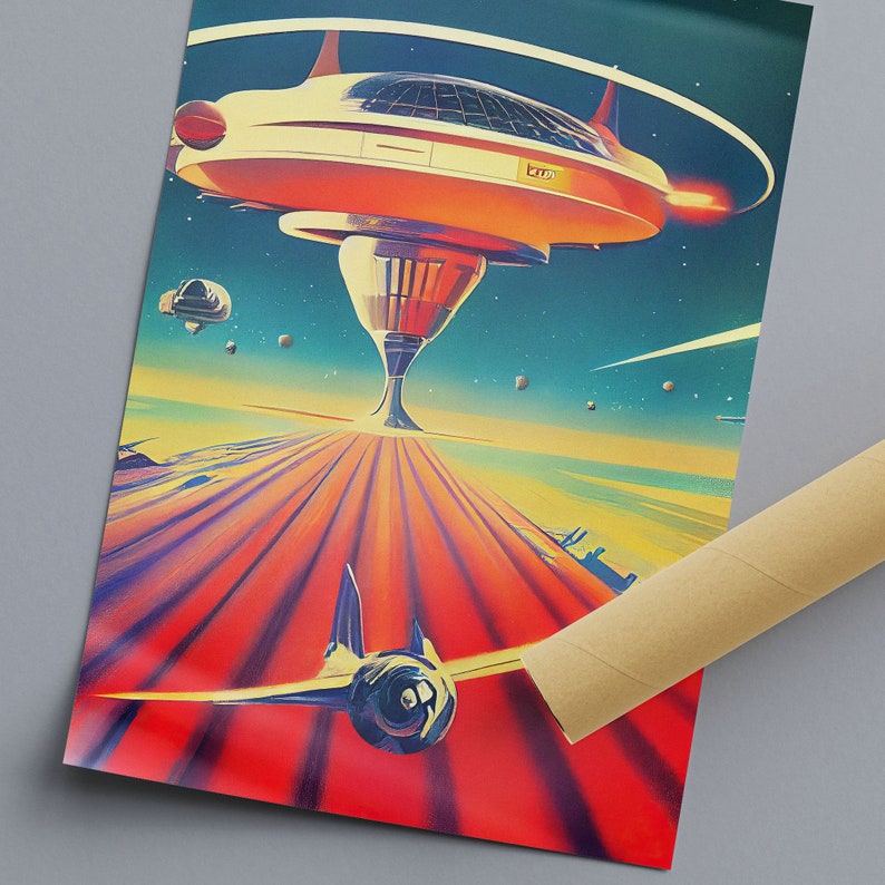 60s Sci Fi Art Print Wall Decor Retro Wall Art Living Room Etsy
