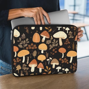 Cottagecore Laptop Sleeve - Mushroom Laptop Sleeve with Whimsical Botanical Design, Perfect Aesthetic Laptop Bag, Ideal for Nature Lovers