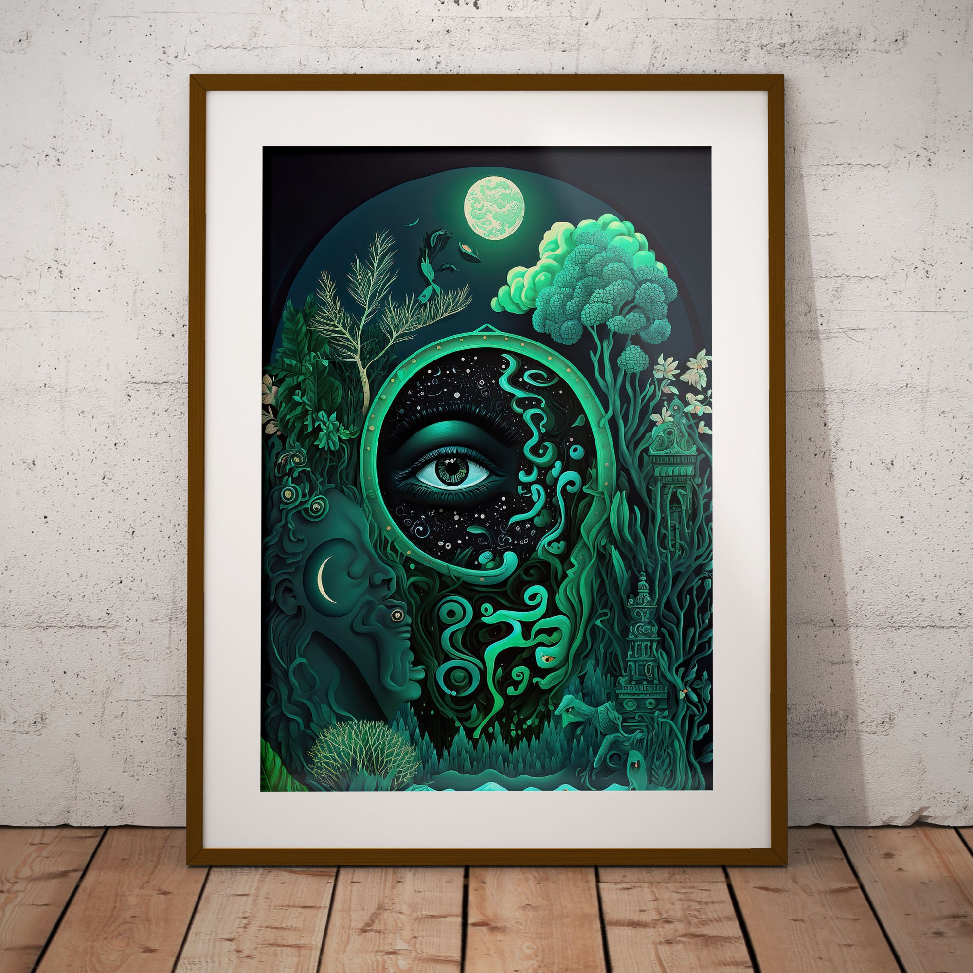 Emerald Green Surreal Portal Art: Bohemian Maximalist Print - Etsy