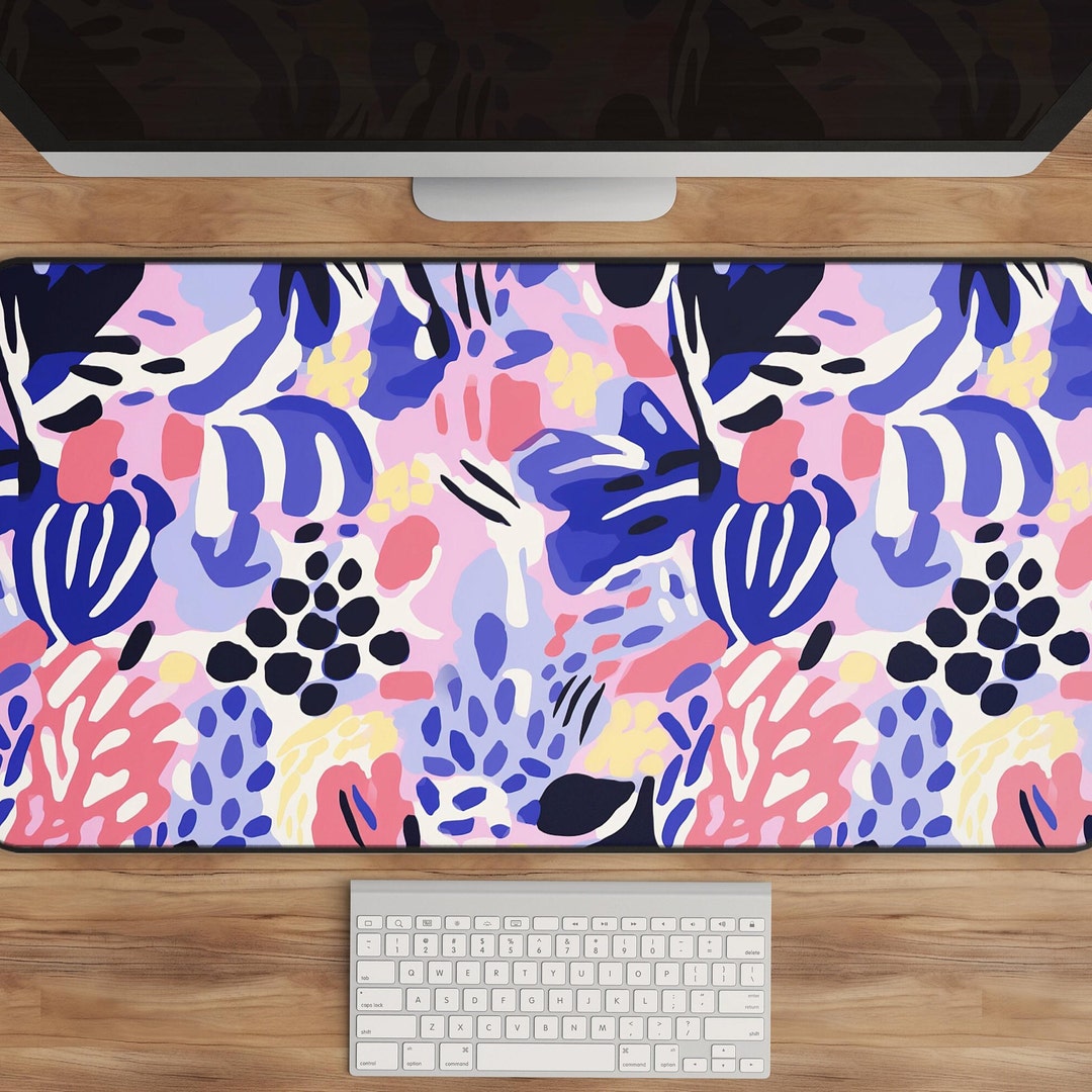 Abstract Pink and Navy Desk Mat Cute Colorful Desk Pad Etsy