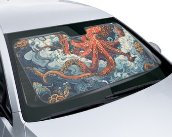 Car Sun Shade: Fun Octopus Pattern (30 x 55 Inch Windshield Shade, 1 Piece)