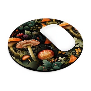 Pilz Schreibtischmatte, dunkles Cottagecore botanisches Muster, Gothic Decor Bild 7