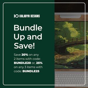 Pode incluir: Gr&aacute;fico verde e branco com o texto "Bundle Up and Save!" e o texto "Save 20% on any 2 items with code: BUNDLE20 or, 25% on any 3 items with code: BUNDLE25".