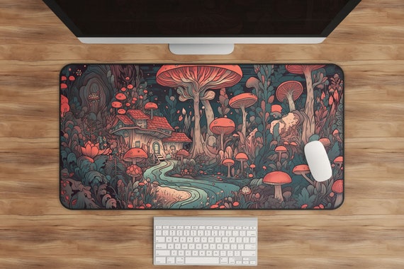 Cottagecore Desk Mat, Witchy Forest Mushrooms, Dark Academia (Multiple Sizes)
