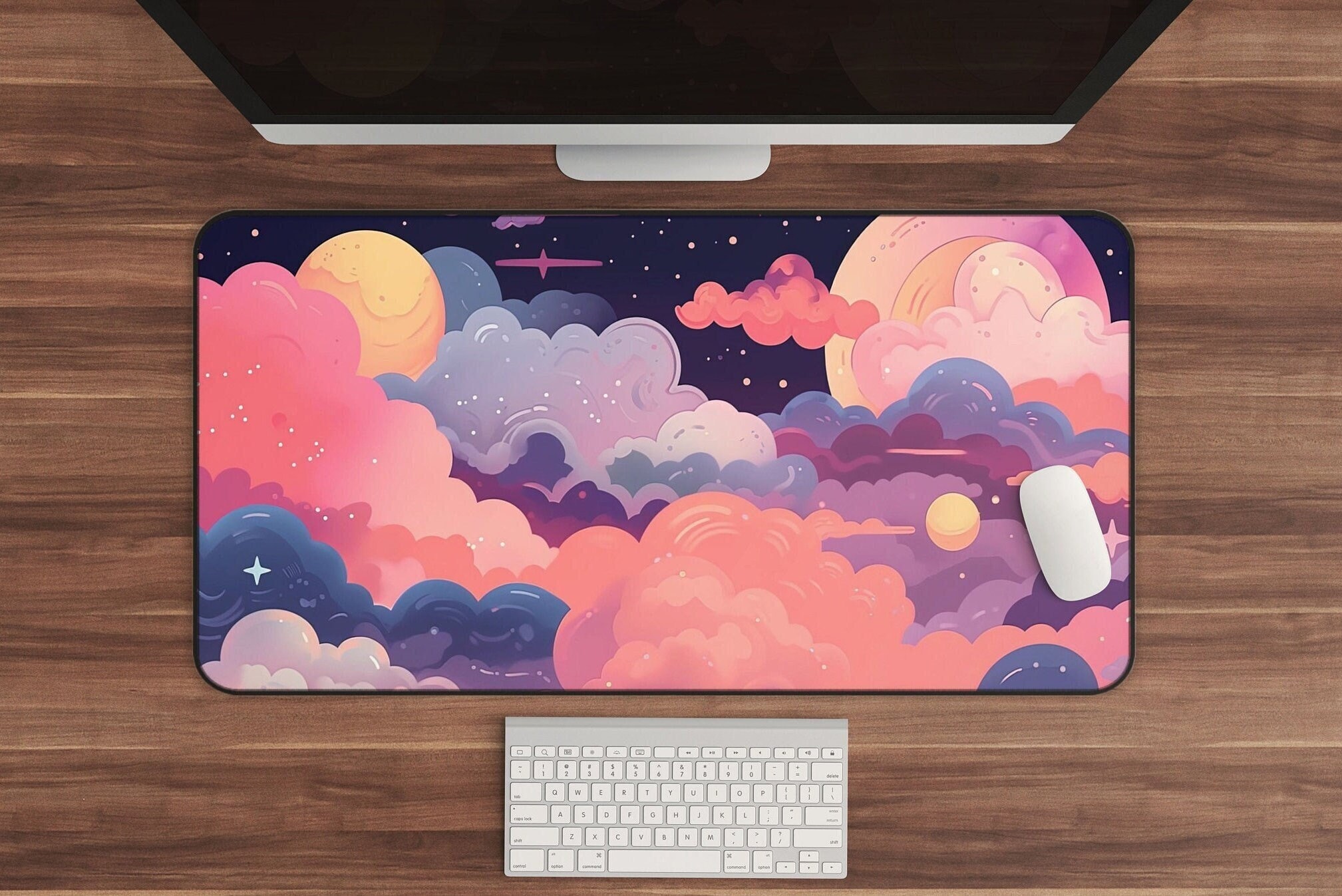 Cute Desk Accessories: Kawaii Desk Mat, Anime Mouse Pad, Large Mousepad | Pastel Pink, Anime Gifts | Extra Large, Extended, Best Sellers