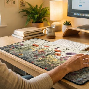 Cottagecore Desk Mat, Floral Xl Mousepad, Deskmat Aesthetic, Cute Plant Keyboard Mat, Watercolor Flowers, Office Decor Top Sellers image 9