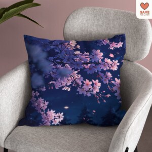Almohada de flor de cerezo: encantadora decoración floral con cielo nocturno para habitaciones tranquilas y espacios estéticos