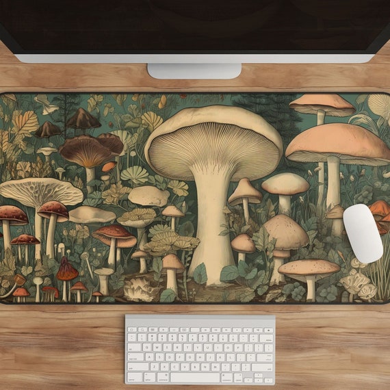 Whimsical Mushroom Desk Mat - Cottagecore Style, Non-Slip Surface