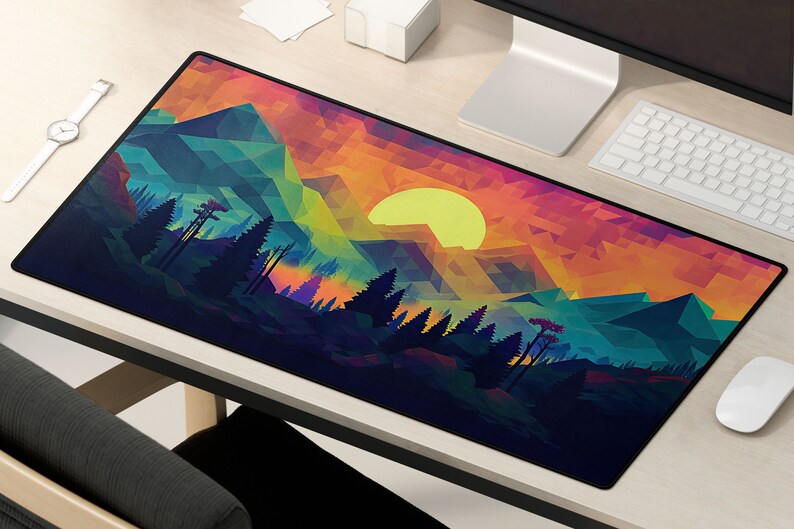 Abstract Pixel Art Desk Mat Gaming Mousepad Colorful Etsy
