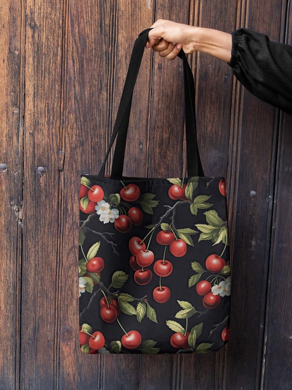 Cherry Tote Bag – Oversized Farmers Market & Library Carry
