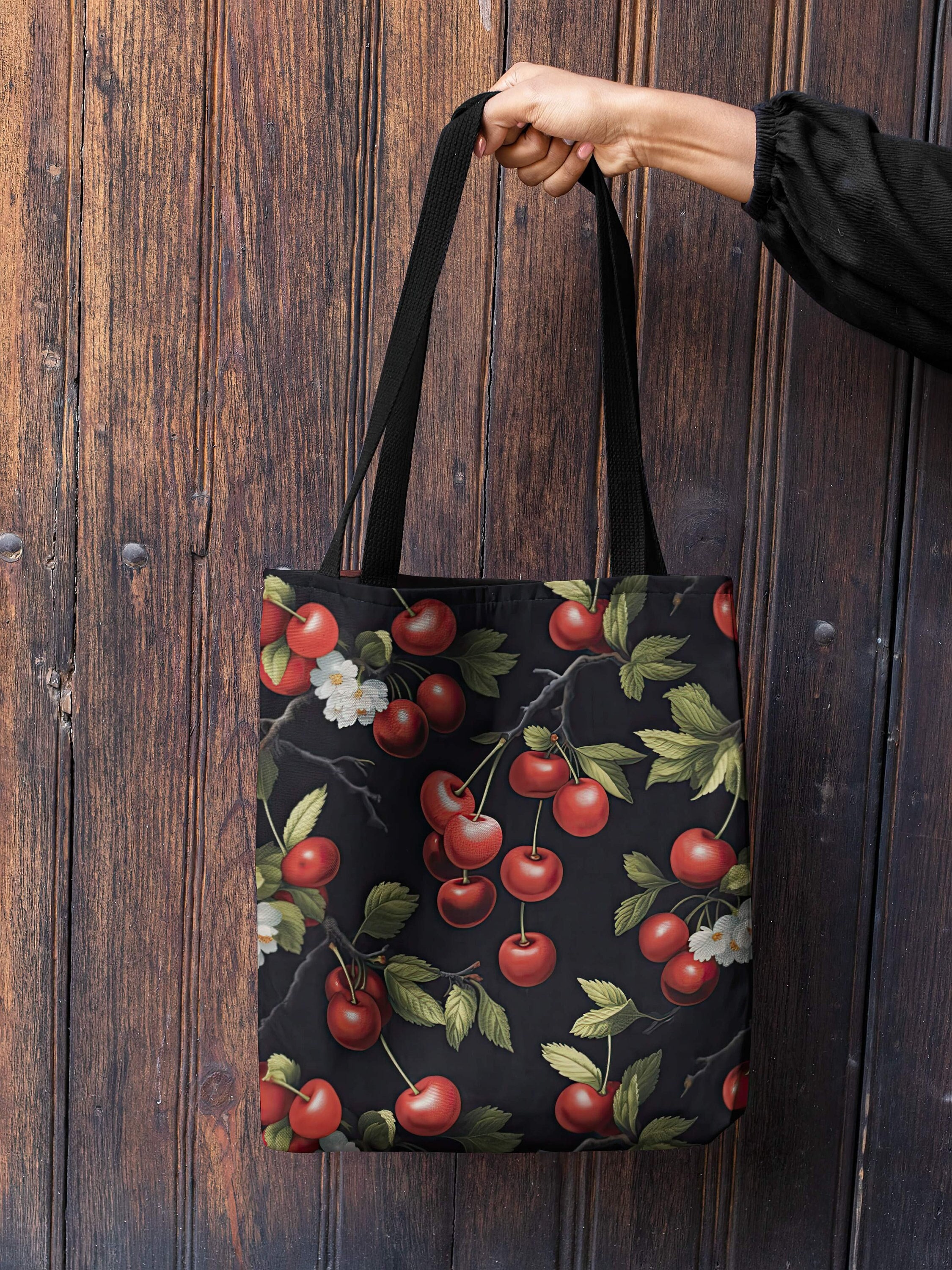 Cherry Tote Bag – Oversized Farmers Market & Library Carry