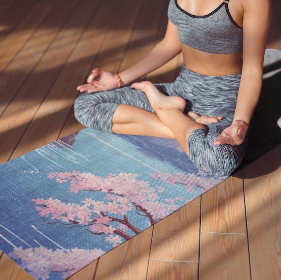 Yoga Mat: Cherry Blossom Design (Padded, Non-Slip)
