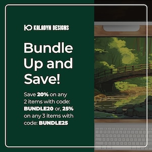 May include: Green and white graphic with the text "Bundle Up and Save!" and the text "Save 20% on any 2 items with code: BUNDLE20 or, 25% on any 3 items with code: BUNDLE25".