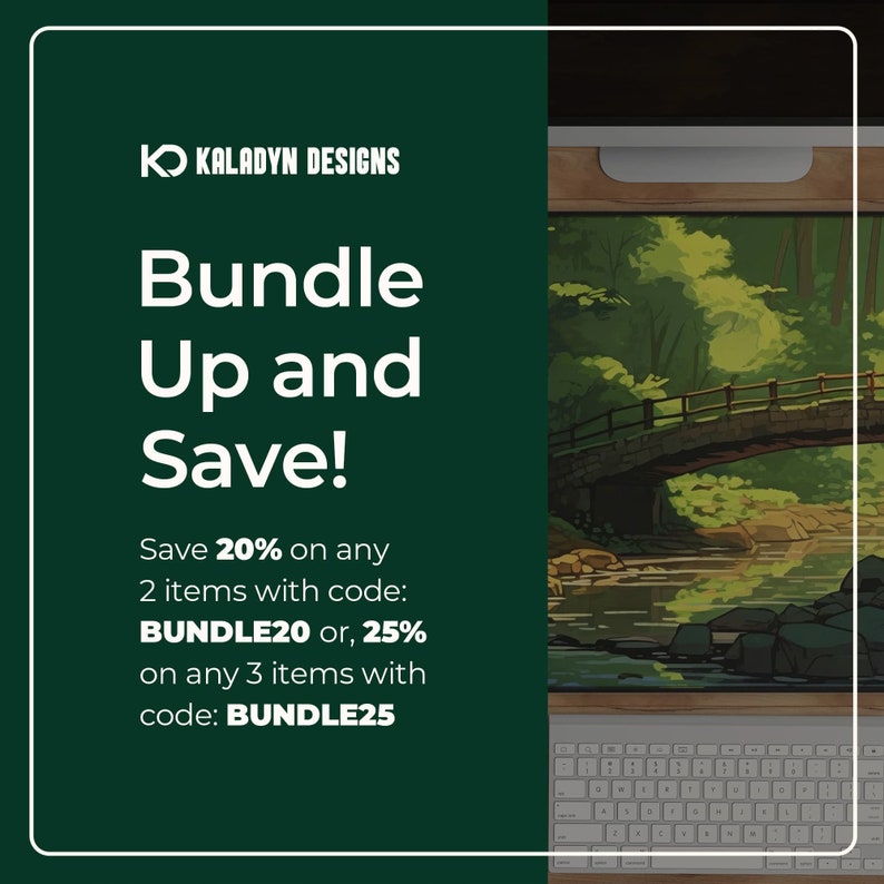 May include: Green and white graphic with the text "Bundle Up and Save!" and the text "Save 20% on any 2 items with code: BUNDLE20 or, 25% on any 3 items with code: BUNDLE25".