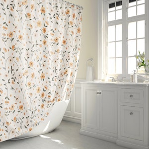 Vintage Floral Shower Curtain | Botanical Boho Bath Decor, Shabby Chic Rustic Bathroom Curtain