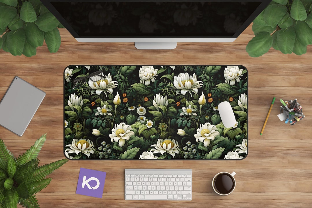 Cottagecore Desk Mat Floral Desk Pad With Botanical Design Etsy