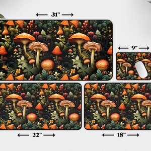 Pilz Schreibtischmatte, dunkles Cottagecore botanisches Muster, Gothic Decor Bild 5