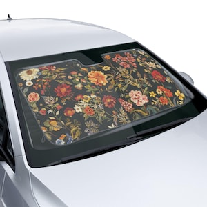 Floral Sun Shade - Colorful, Retro Botanical Car Window Shade for Nature-Inspired Summer Car Decor