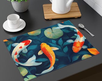 Vibrant Koi Fish Placemat: Artistic Aquatic Decor for Unique Dining