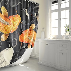 Koi Fish Shower Curtain, Zen Artistic Design for Japanese Decor - Mystical Koi Carp for Unique Bathroom Vibes