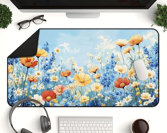 Floral Deskmat: Colorful Wildflowers for Home or Office