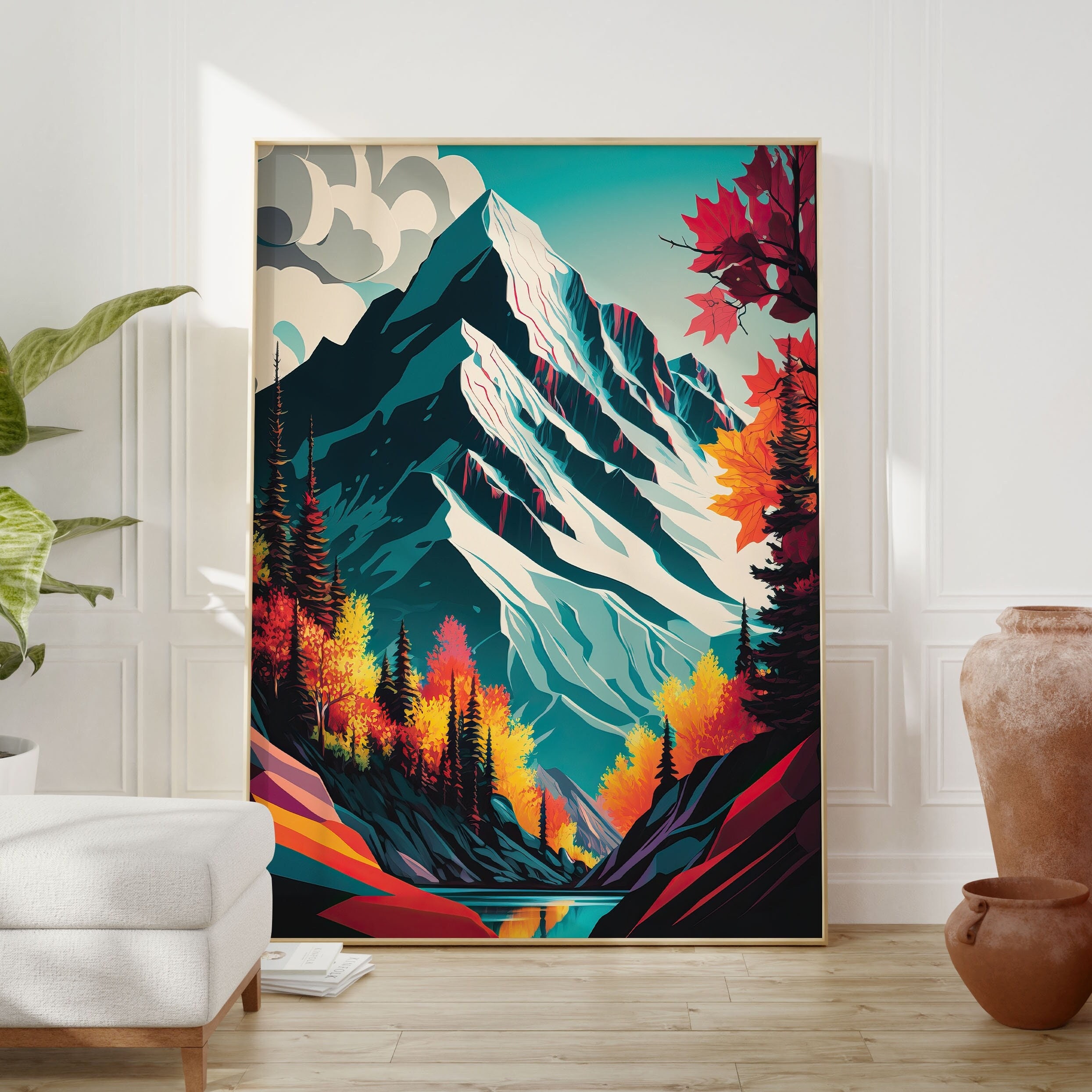 Mountain Lake Art Print: Autumn Landscape Poster - Etsy