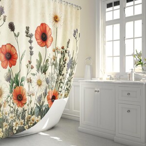 Wildflower Shower Curtain: Vintage Cottagecore Style for a Rustic Farmhouse Bathroom image 4