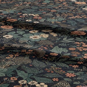 Dark Floral Blanket Woven Throw, Autumn Botanical Design, Cozy Fall Decor, Vintage Garden Style image 5