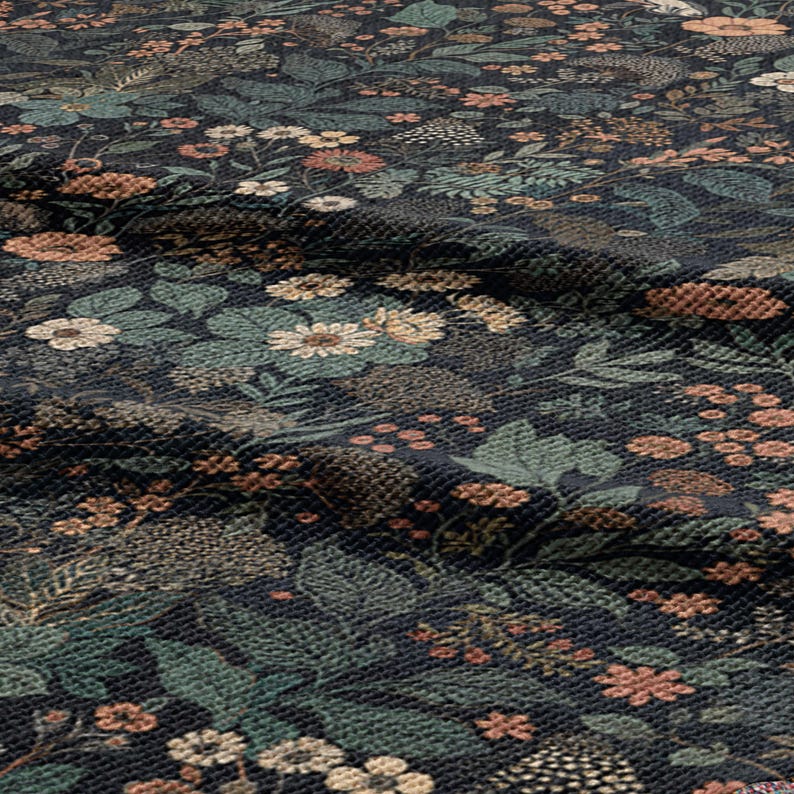 Dark Floral Blanket Woven Throw, Autumn Botanical Design, Cozy Fall Decor, Vintage Garden Style image 5