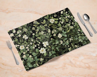 Floral Placemat: Sage Green Botanicals for Nature-Inspired, Cottagecore Dining - Perfect for Kitchen Decor & Rustic Table Settings