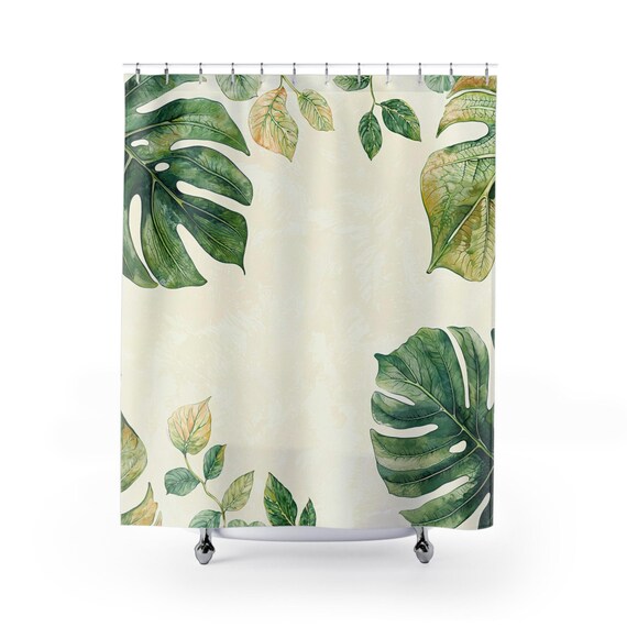 Monstera Blatt Duschvorhang: Tropisches Dschungel-Badezimmerdekor - Etsy.de