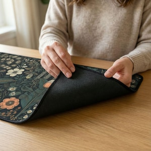 Dark Cottagecore Mat, Floral Desk Mat, Botanical Mouse Pad, Vintage Desk Mat, Wildflower Mousepad, Nature Desk Decor, Garden Desk Pad image 5