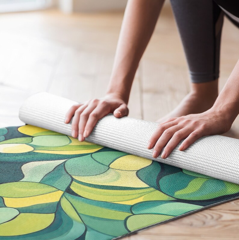 Green Mosaic Yoga Mat: Non-Slip Comfort Foam or Suede Bild 2