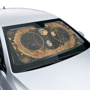 Astrology Sun Shade, Mystical Celestial Car Shade for Boho Occult Decor and Zodiac Enthusiasts