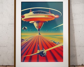 Retro Sci-Fi Art Print: 60s Style Vintage Wall Decor