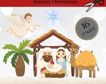 Belén imprimible: Actividad navideña para niños (Descarga digital)
