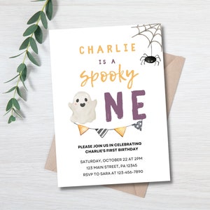 Spooky One First Birthday Invite - Digital Download