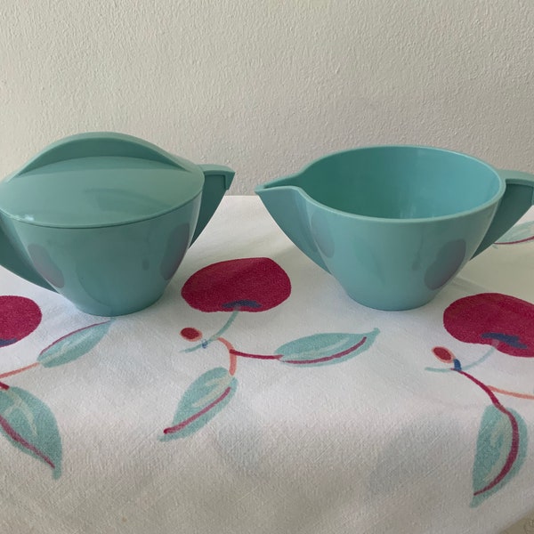 Mallo-Ware Turquoise Cup and Saucer Set Classic 1950s