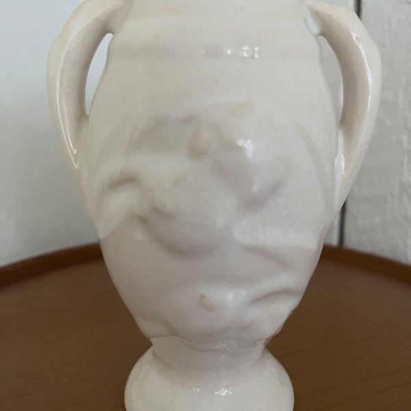 Vintage Shawnee Pottery Off White Vase with Double Handles