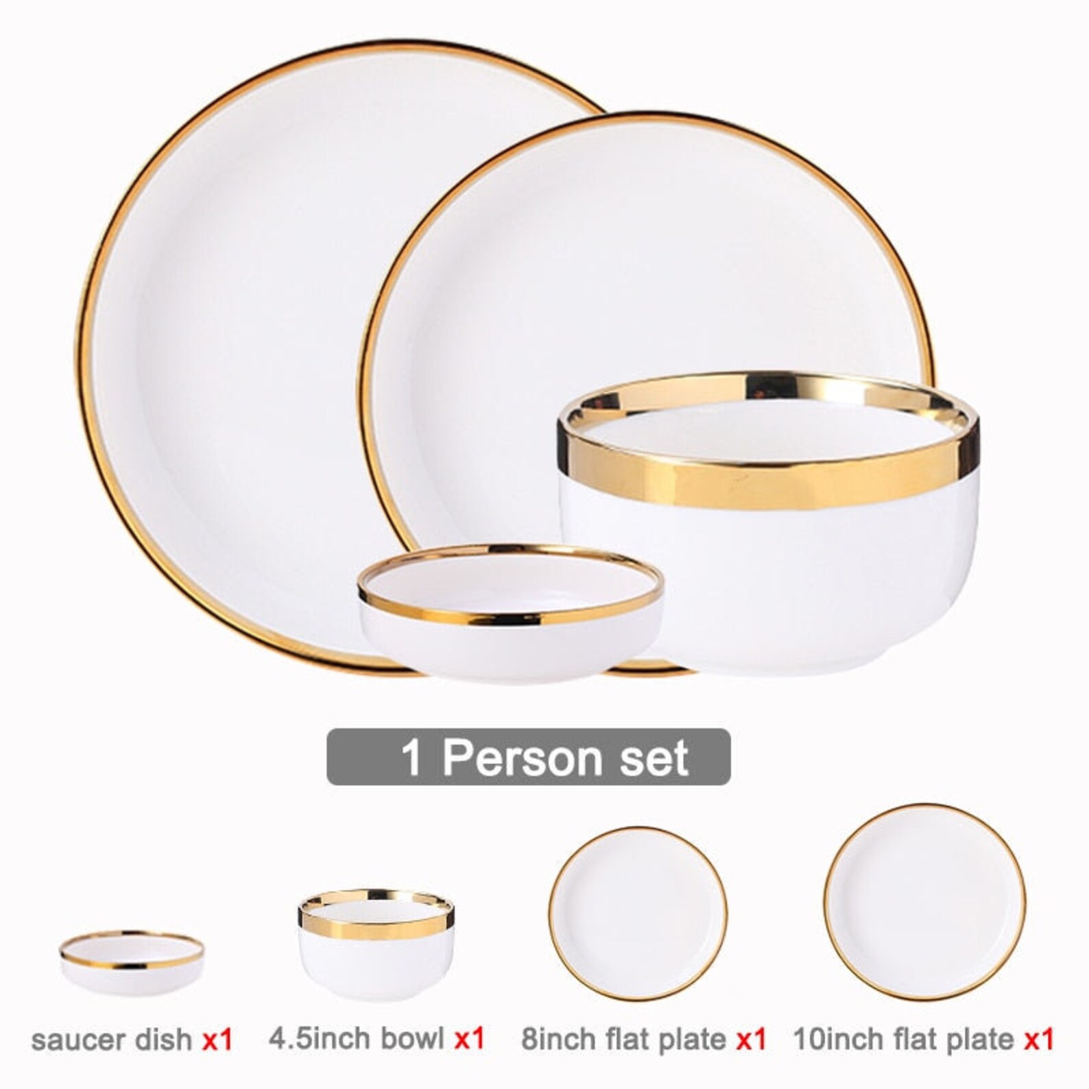 Elegant White & Gold Trimmed Dinnerware Set Etsy