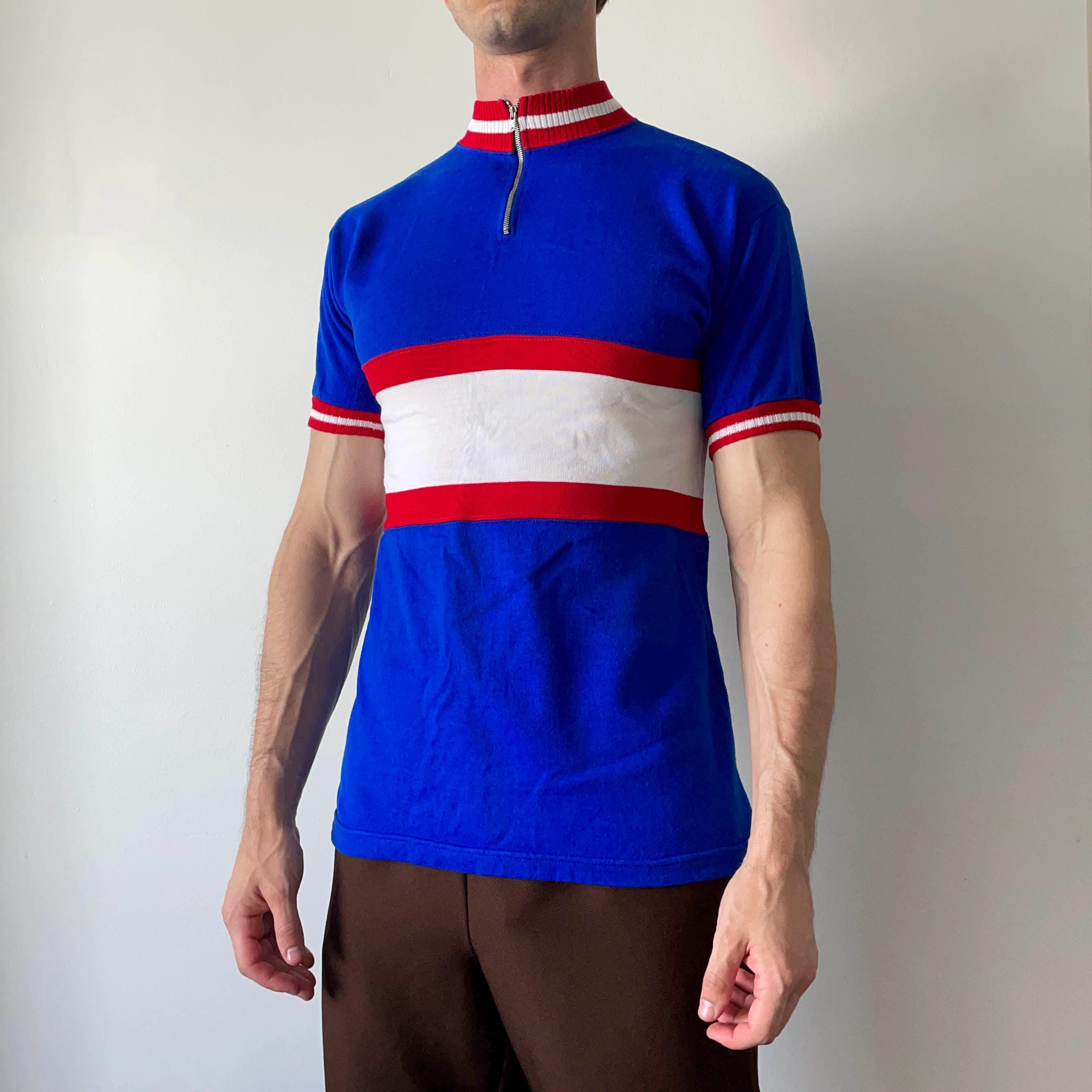 Maillot Cycliste Vintage KOPA HEURTEFEU – Made In France Années 70, Bleu, Taille 2