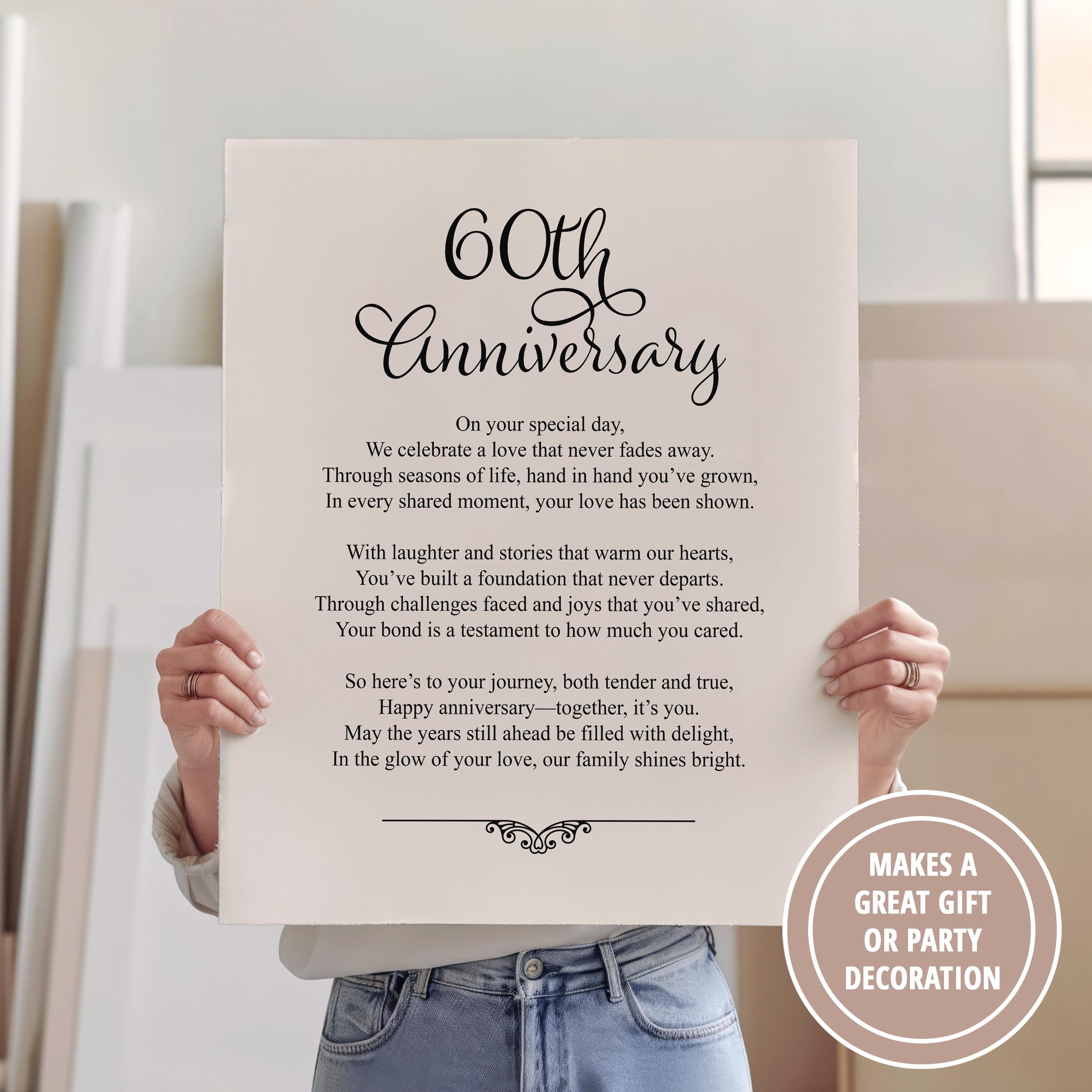 60th Anniversary Poem Printable Art, INSTANT DOWNLOAD Gift for Couple ...