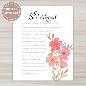 Arte para impressão para irmã, carta de irmandade, poema DOWNLOAD INSTANTÂNEO, presente de aniversário para irmã, poesia para irmãs