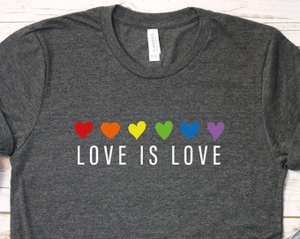 Love is Love Shirt: Rainbow Hearts LGBT Pride Outfit