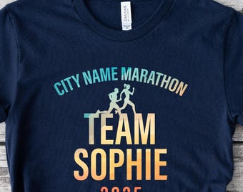 Custom Marathon Support Crew Shirt: Family Race Team Matching T-Shirt