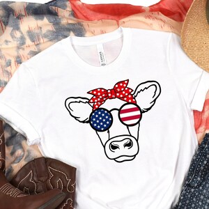 Oh My Stars Cow Shirt, Highland Cow shirt, Highland Cow With 4th July, American Flag Shirt, Fourth Of July Tee, Independence Day