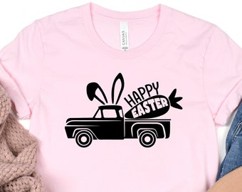 Happy Easter Truck Shirt, Cute Bunny Family Matching Tee
