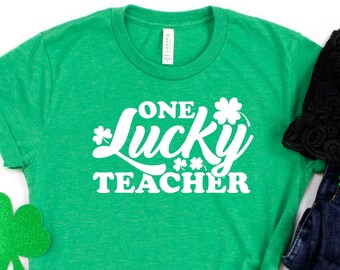 Maglietta One Lucky Teacher: maglietta con trifoglio per il giorno di San Patrizio