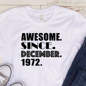 Impresionante desde la camisa, custom awesome since tee, camiseta de cumpleaños personalizada del mes del año, regalo de cumpleaños vintage, camiseta de cumpleaños personalizada